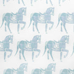 Marwari Horse Printed Fabric Linen/Cotton Duck Egg