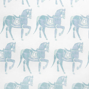 Marwari Horse Printed Fabric Linen/Cotton Duck Egg Free Sample