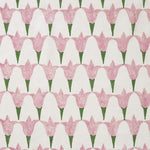 Tulip Block printed Fabric Linen/Cotton Rose/Grass