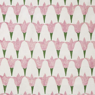 Tulip Block printed Fabric Linen/Cotton Rose/Grass