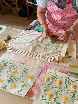 Block Printing Cushion Cover Workshop at Thyme, Lechdale, Gloucestershire