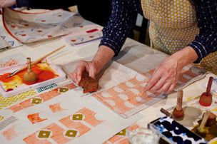 Block Printing Lampshade Workshop at Charleston Firle East Sussex