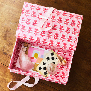 Desk Organiser Box Flower Pink Red