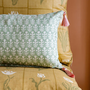 Bagru Block Printed Fabric Linen Cotton Moss