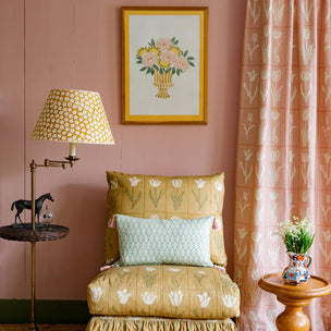 Cotton Paper Print Peony Urn Pastel