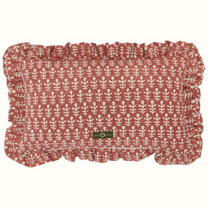 Cushion Frill Bagru Terracotta