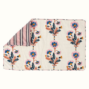 Cushion Quilted Dianthus Rust Rose & Rose Stripe - Limited Edition