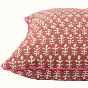 Cushion Piped Bagru Terracotta