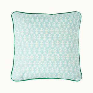 Cushion Piped Bagru Turquoise