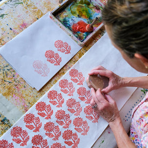 Block Printing Kit Flirty Lampshade Flower Rust