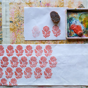 Block Printing Kit Flirty Lampshade Flower Rust