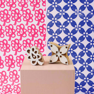 Block Printing Starter Kit Petal Buti Cobalt Blue Old Lemon Magenta