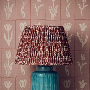 Lampshade Pleated Bagru Terracotta Medium