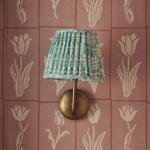 Lampshade Pleated Bagru Turquoise Small