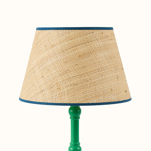 Lampshade Rattan with Navy Trim Large