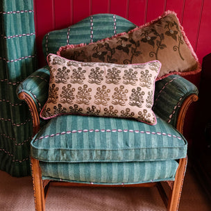 Cushion Piped Cream Velvet Mughal - Limited Edition