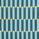 Luna Block printed Fabric Linen Blue/Yellow