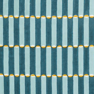 Luna Block printed Fabric Linen Blue/Yellow