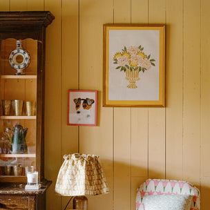 Cotton Paper Print Peony Urn Pastel