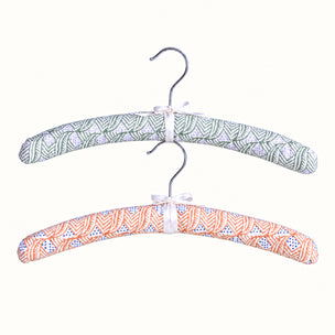 Coat Hanger Padded Duo Indian Leaf Green & Copper