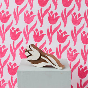 Block Printing Kit Tea Towel Tulip Pink