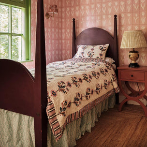 Cushion Quilted Dianthus Rust Rose & Rose Stripe - Limited Edition