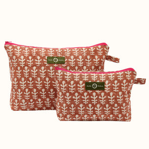 Wash Bag Bagru Terracotta