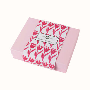 Block Printing Kit Tea Towel Tulip Pink