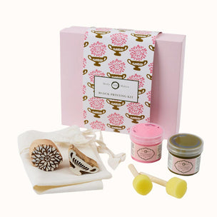Block Printing Kit Potli Bag Edie Vase Dirty Pink Sap Green