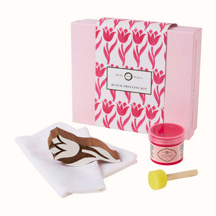 Block Printing Kit Tea Towel Tulip Pink