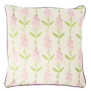 Hand Block Printed Foxglove Cushion Lilac