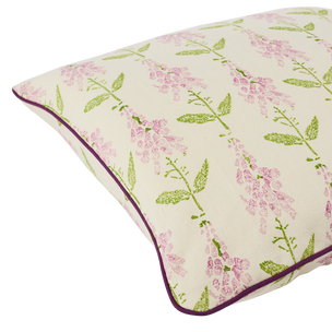 Hand Block Printed Foxglove Cushion Lilac