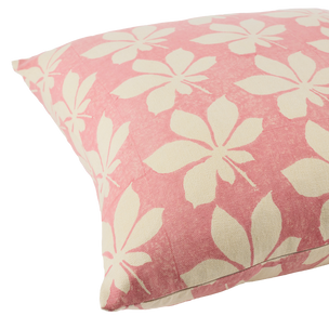 Hand Block Printed Horse Chestnut Cushion Pink