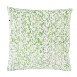 Hand Block Printed India Leaf Cushion Blue Green