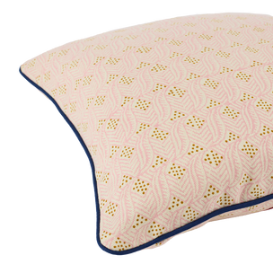 Hand Block Printed India Leaf Cushion Pink Copper