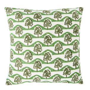 Hand Block Printed Sycamore Cushion Olive/Green