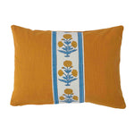 Cushion Turmeric Cotton with Poppy Blue/Yellow tape