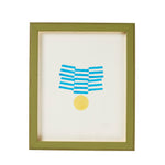 Green Framed Cotton Paper Print Fran Blue