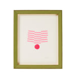 Green Framed Cotton Paper Print Fran Pink