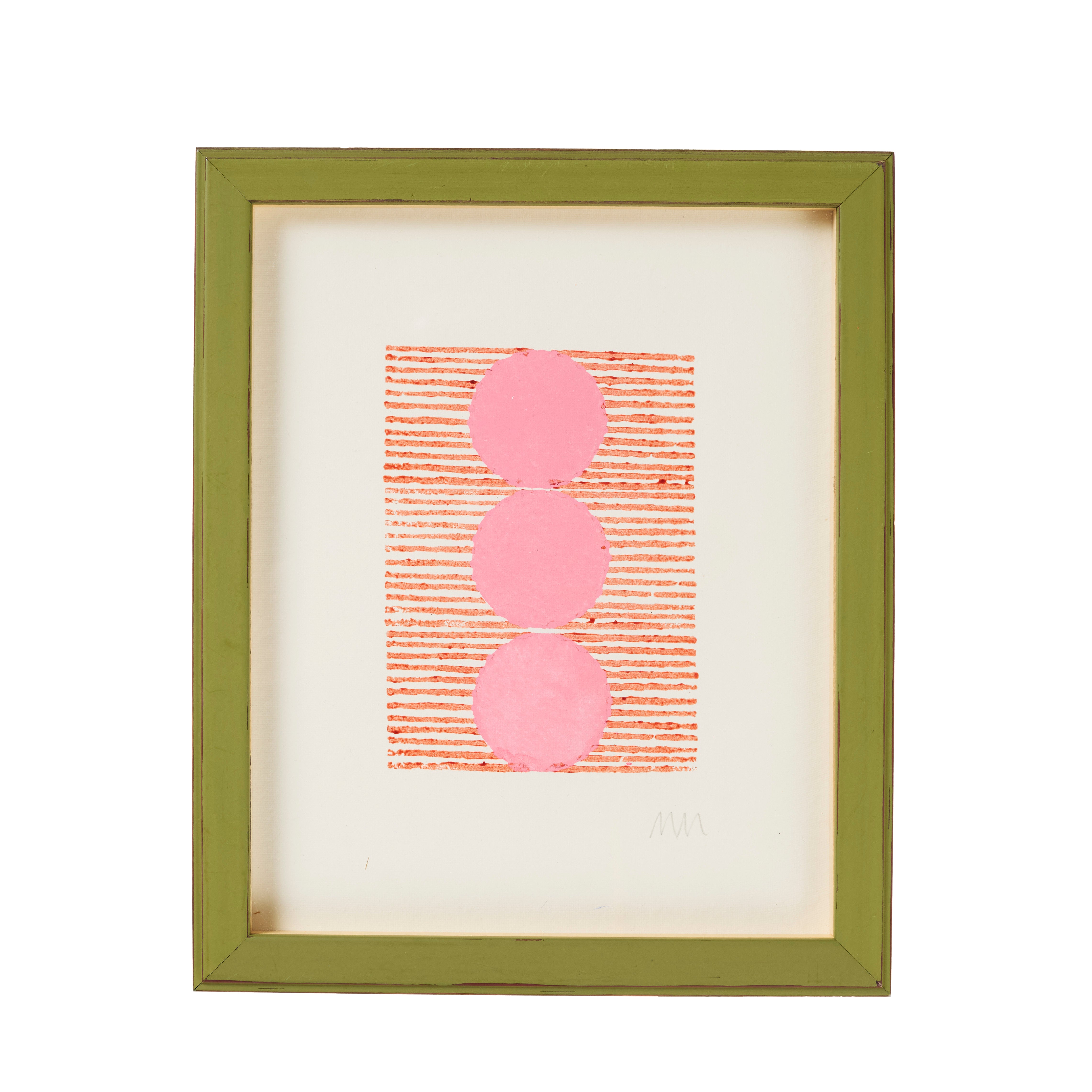 Molly Mahon Green Framed Cotton Paper Print Sun Pink