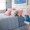 New bed quilts designed by Molly Mahon bringing colour and pattern to the bedroom along with Molly's new cushion collection on the bed 