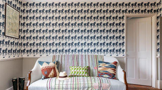 Molly Mahon Marwari Horse inspired wallpaper hand block design creating an inspired space in a home