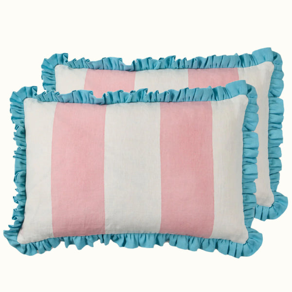 Molly Mahon Cushion Frill Wide Stripe Pink