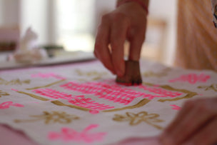 Block Printing Napkin Workshop with Polly Nicholson of Bayntun Flowers, Calne, Wiltshire