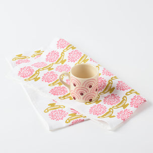 Block Printing Kit Tea Towel Edie Vase Dirty Pink Sap Green