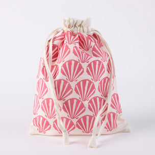 Block Printing Kit Linen Drawstring Bag Shell Dirty Pink