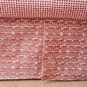 Ellies Block printed Fabric Linen/Cotton Rust
