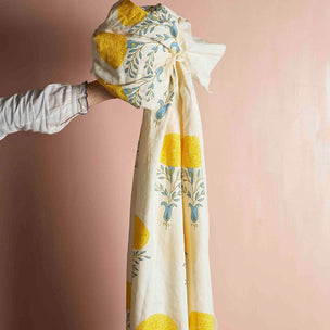 Marigold Block printed Fabric Linen Yellow