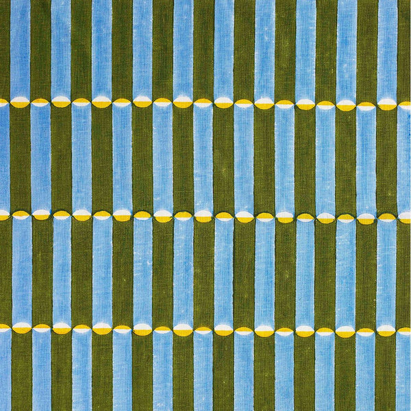 Moghul Blockprint Fabric, Blue/Yellow Patterns — Cargo Inc