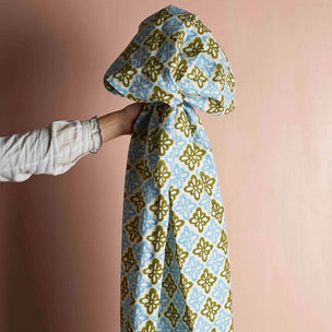Pattee Block printed Fabric Linen Khaki